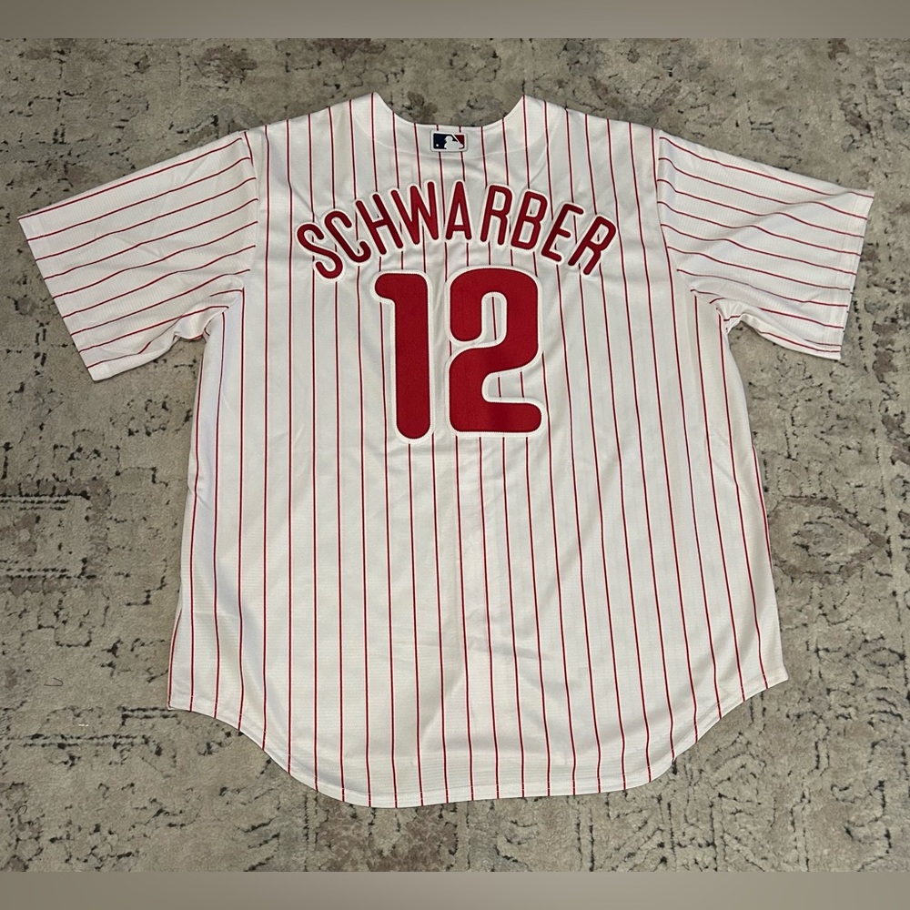 Nike Authentic Philadelphia Phillies Kyle Schwarber Baseball Jersey Men’s Sz: XL - Picture 4 of 7